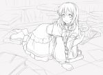  aquarius_(sworddavid) barefoot book dalian dantalian_no_shoka doughnut dress lineart monochrome solo 