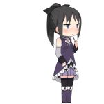  :t adapted_costume akemi_homura alternate_hairstyle black_hair black_legwear boots chibi cosplay detached_sleeves eating flat_gaze knt31 long_hair magical_girl mahou_shoujo_madoka_magica pocky ponytail purple_eyes sakura_kyouko sakura_kyouko_(cosplay) simple_background skirt solo thigh-highs thighhighs tsuzuya_(knt31) violet_eyes zettai_ryouiki 