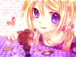  blonde_hair blue_eyes chocolate heart kagamine_rin nail_polish short_hair sweets tongue vocaloid wallpaper yayoi 