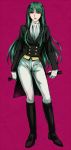  1girl boots fate/zero fate_(series) formal green_eyes green_hair long_hair solo syasyasyamusyamusya toosaka_aoi 