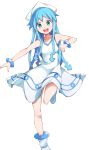  blue_hair dress hat ikamusume long_hair shinryaku!_ikamusume tentacle_hair unacchi_(nyusankin) 