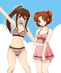  bikini brown_eyes brown_hair casual_one-piece_swimsuit long_hair one-piece_swimsuit original sen_(novice) short_hair side_ponytail swimsuit twintails 