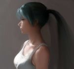  airspace aqua_eyes aqua_hair face hatsune_miku highres ponytail profile realistic revision solo tank_top twintails vocaloid 