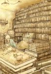  book bookshelf highres mouse mymy421 nezumi_(no.6) no.6 reading room shion_(no.6) short_hair sion_(no.6) sketch white_hair 