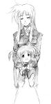  byeontae_jagga fate_testarossa henshako highres lyrical_nanoha mahou_shoujo_lyrical_nanoha mahou_shoujo_lyrical_nanoha_strikers monochrome school_uniform sketch takamachi_nanoha time_paradox twintails uniform 