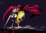  armor cape digimon digimon_tamers dukemon gallantmon knight lance night no_humans polearm shield solo star weapon 