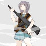  bad_id bullet gun inazuma_eleven inazuma_eleven_(series) kudou_fuyuka lion0526 long_hair purple_eyes purple_hair school_uniform violet_eyes weapon 