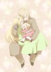  age_difference animal_ears bad_id blonde_hair cat_ears child cloak closed_eyes couple eyes_closed family father_and_daughter hair_over_one_eye happy holding hug long_hair memusu mother_and_daughter oversized_limbs smile tengen_toppa_gurren-lagann tengen_toppa_gurren_lagann toufuno tsuuma viral 