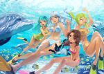  bikini braid breasts brown_hair casual_one-piece_swimsuit cat caustic_lighting character_request cleavage dolphin ffion fish flippers freediving green_hair long_hair mabinogi meriel multiple_girls one-piece_swimsuit open_mouth pointy_ears ponytail purple_eyes red_eyes silver_hair swimsuit toro twin_braids underwater vena wardrobe_malfunction water 