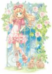  blonde_hair bow bunny dress flower hair_bow long_hair mabinogi nyo_nyo_(mammal) pink_rose rabbit rose solo 