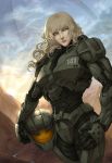  armor blonde_hair cal-141 cloud full_armor halo_(game) halo_legends headwear_removed helmet helmet_removed hips kuroi-tsuki lips mjolnir_armor muscle power_suit science_fiction signature solo spartan_(halo) wide_hips yellow_eyes 