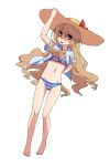  barefoot bikini brown_eyes brown_hair dress_shirt hanauna hanazo hat long_hair open_clothes open_shirt shirt swimsuit toradora! 