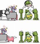  creeper edowan english jpeg_artifacts komeiji_koishi komeiji_satori minecraft purple_hair touhou translation_request 