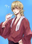  ? aqua_eyes barnaby_brooks_jr blonde_hair blue_eyes bottle glasses japanese_clothes kimono male milk ran_(rantksn) robe solo tiger_&amp;_bunny towel wet wet_hair yukata 