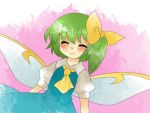  aenobas bad_id close-up closed_eyes daiyousei eyes_closed green_hair hammer_(sunset_beach) smile solo touhou wings 