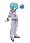  blue_hair boots brown_eyes fish gloves goldfish helmet kappa male science_fiction short_hair solo spacesuit water 