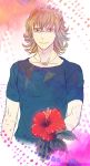  barnaby_brooks_jr blue_eyes flower glasses green_eyes hibiscus looking_at_viewer male oto69 smile solo t-shirt tiger_&amp;_bunny 