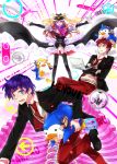  bird blazer blue_eyes blue_hair brother_and_sister brothers brown_hair computer directional_arrow hat highres laptop mawaru_penguindrum penguin penguin_1-gou penguin_2-gou penguin_3-gou pink_eyes princess_of_the_crystal red_hair redhead school_uniform siblings takakura_himari takakura_kanba takakura_shouma thigh-highs thighhighs zoff_(daria) 