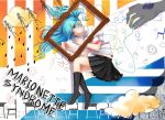  akatsuki_hiro aqua_eyes aqua_hair footwear frame hatsune_miku heart highres lying skirt socks solo vocaloid 