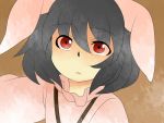  aenobas animal_ears bad_id black_hair bunny_ears close-up comic hammer_(sunset_beach) inaba_tewi jewelry necklace red_eyes short_hair silent_comic solo touhou 