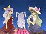  aenobas animal_ears bad_id blazer blouse bow brown_eyes bunny_ears comic dress from_behind green_hair hair_bow hammer_(sunset_beach) hat long_hair multiple_girls purple_eyes purple_hair reisen_udongein_inaba silent_comic skirt sun_hat touhou very_long_hair watatsuki_no_toyohime watatsuki_no_yorihime 