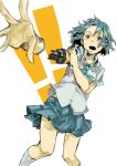  abeshi absurdres android blurry depth_of_field foreshortening highres motion_blur nichijou rocket_punch school_uniform shinonome_nano solo tears 