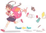  backpack bag bakemonogatari brown_hair character_doll commentary_request hachikuji_mayoi jelly-jou long_hair monogatari_(series) pixiv randoseru red_eyes rkrk signature slime tinami twintails 