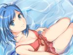  bikini bikini_top blue_eyes blue_hair breasts cardfight!!_vanguard cleavage front-tie_top genderswap ktb navel partially_submerged sendou_aichi smile submerged swimsuit water 