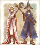  blonde_hair blue_eyes cloak cloud_strife dissidia_final_fantasy final_fantasy final_fantasy_vii gloves gyoden_maguro hat highres hood light_smile staff white_mage 
