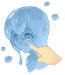  blue_eyes bust cheek_poke face from_behind goo_girl monster_girl nebusoku_(kedama-p) original poke poking slime slime_girl solo 