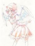 animal_ears bad_id blush colored_pencil_(medium) dress earrings graphite_(medium) hat jewelry mystia_lorelei open_mouth pink_hair red_eyes short_hair smile solo star touhou traditional_media ume_(plumblossom) v wings 