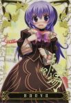  beatrice beatrice_(cosplay) blush cosplay dress hanyuu higurashi_no_naku_koro_ni lycee_card open_mouth purple_hair solo umineko_no_naku_koro_ni 
