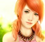  close curly_hair deviantart earring final_fantasy final_fantasy_xiii green_eyes oerba_dia_vanille orange_hair realistic solo zolaida 