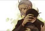  facial_hair glasses hug mustache nanjou_kei persona persona_1 tenchi11 white_hair yamaoka_(persona) 