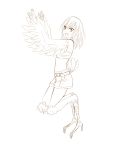  belt bird_legs claws feathers harpy highres midriff monster_girl_encyclopedia pointy_ears short_hair shorts side6667 talons wings 