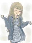  blonde_hair blush brown_eyes casual face glasses long_hair mune open_mouth perrine_h_clostermann rimless_glasses smile solo strike_witches wink 