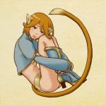  animal_ears bad_id bikini_top blue_eyes brown_hair genderswap journey_to_the_west midriff monkey_ears monkey_tail navel short_hair sun_wukong tail yuuhei 