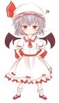  :&lt; ascot bat_wings blue_hair bobby_socks brooch child hands_on_hips hat high_res highres jewelry lavender_hair looking_at_viewer mary_janes red_eyes remilia_scarlet shize_(coletti) shoes socks solo touhou white_legwear wings xyxy0707 