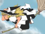  blonde_hair broom broom_riding hand_on_hat hat holding holding_hat kirisame_marisa onigashira_rin onikobe_rin profile solo touhou witch witch_hat 