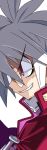  boy disgaea glasses harada_takehito highres makai_senki_disgaea_3 makai_senki_disgaea_4 male mao_(disgaea) official_art red_eyes short_hair smile solo white_hair 