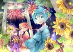  animal_ears catgirl fireworks flower flowers japanese_clothes tatsumi3 yukata 