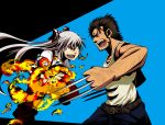  crossover fighting fujiwara_no_mokou jon makoto makoto_jon marvel touhou wolverine x-men 