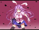  animal_ears black_legwear bunny_ears dress_shirt long_hair necktie purple_hair red_eyes reisen_udongein_inaba shirt skirt solo thighhighs tikuwakure touhou uiroutsuji_yumihiko very_long_hair 