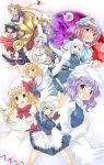  alice_margatroid animal_ears blonde_hair braid brown_hair cat_ears chen fan fox_tail hairband hat highres hitodama instrument izayoi_sakuya katana keyboard_(instrument) knife konpaku_youmu konpaku_youmu_(ghost) lance lavender_hair letty_whiterock lily_white lunasa_prismriver lyrica_prismriver maid maid_headdress merlin_prismriver multiple_girls myon perfect_cherry_blossom polearm saigyouji_yuyuko scarf sesield shanghai_doll short_hair silver_hair sword tail throwing_knife touhou trumpet twin_braids violin weapon wings yakumo_ran yakumo_yukari 