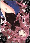  bishoujo_senshi_sailor_moon black_lady black_rose black_rose_(flower) checkered checkered_floor chibi_usa dutch_angle flower kayniwa long_hair lying pink_hair red_rose rose side_slit solo upside-down 