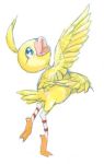  ahiru_(duck) ahoge artist_request ballet bird blue_eyes colored duck lowres no_humans open_mouth princess_tutu tiptoes traditional_media wings yameshoko 