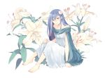  barefoot blue_eyes crossdressinging flower gown hair_flower hair_ornament long_hair nezumi_(no.6) no.6 smile trap wakabamark1 