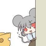  animal_ears around_corner blush_stickers brown_dress capelet cheese chibi dekasudachin dress drooling grey_hair mouse_ears mouse_tail nazrin open_mouth red_eyes saliva solo tail touhou 