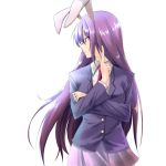  animal_ears arutana blazer bunny_ears bust chipa_(arutana) face finger_gun lavender_hair long_hair necktie purple_hair red_eyes reisen_udongein_inaba skirt solo touhou transparent_background usamimi white_background 