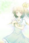  daiyousei fairy_wars flower green_hair hair_ribbon hasuga_sea ribbon side_ponytail smile solo touhou wings 